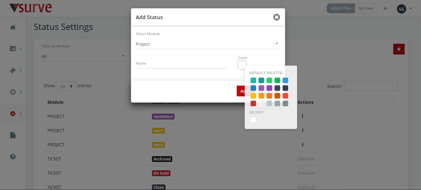 Select color pallete