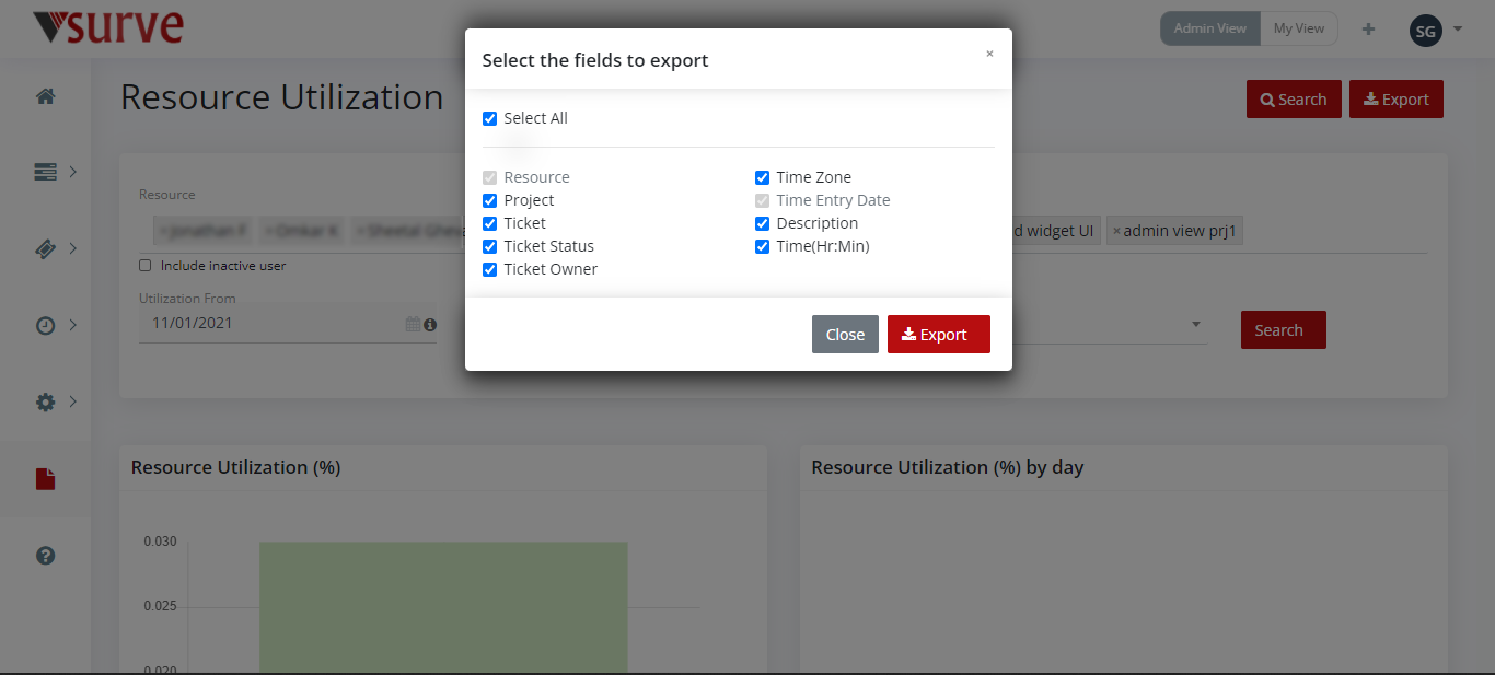 Export resource data