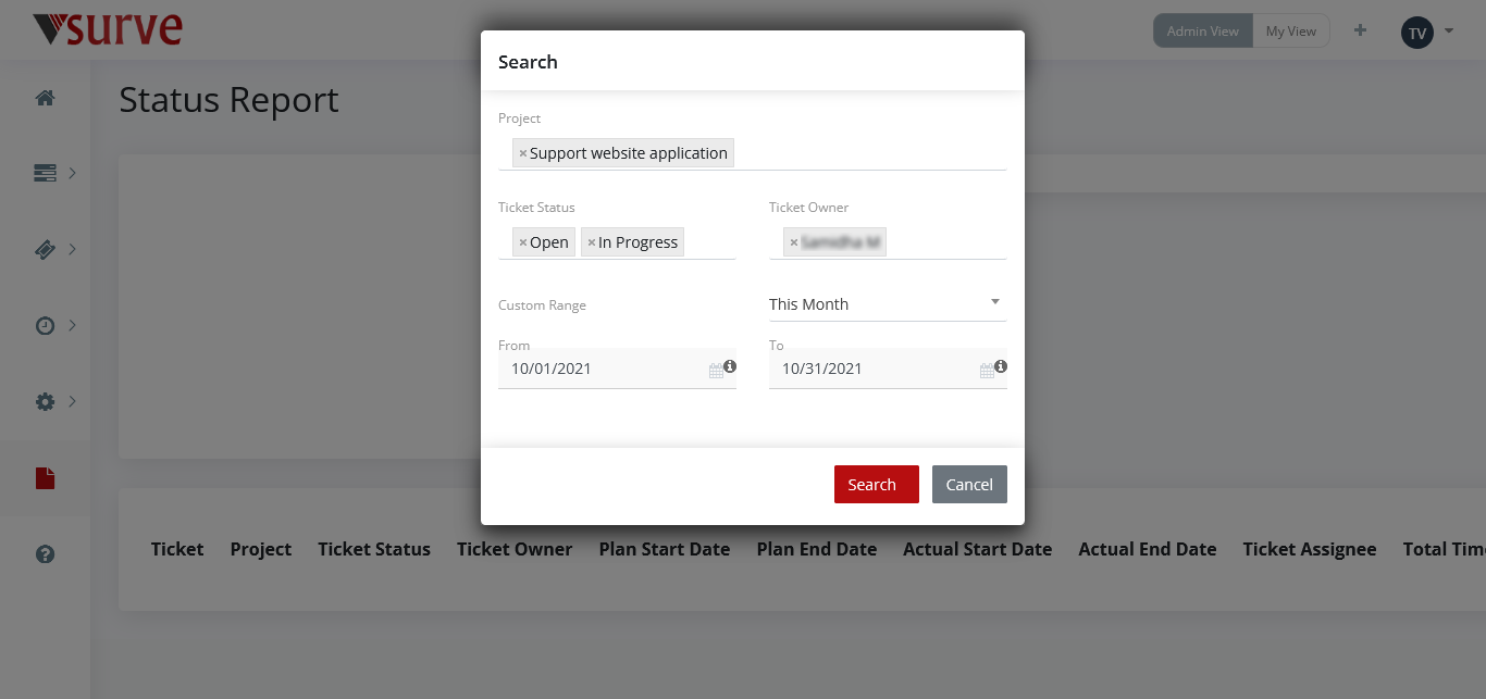 Status report search