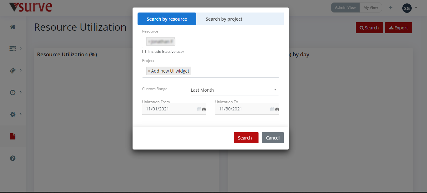Resource report by resource